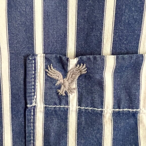 American Eagle Outfitters Cotton Button Down Striped Shirt Vintage Fit - Large - Picture 6 of 11
